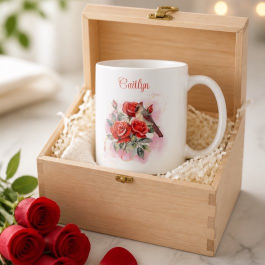 Rote Rose und Kardinal Personalisiert Kaffee Tasse