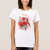 Rote Rose und Kardinal Personalisiert T-Shirt (Vorderseite)
