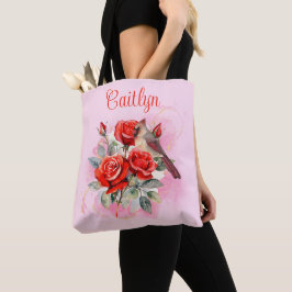 Rote Rose und Kardinal Tasche