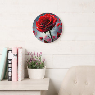 Rote Rose und Knöpfe, Uhr