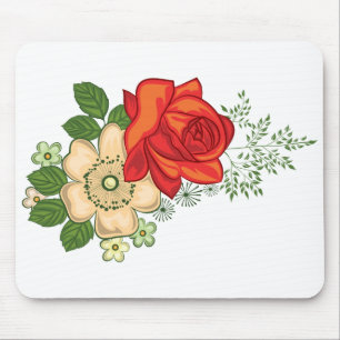 Rote Rose und Milchprodukte Mousepad