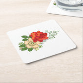 Rote Rose und Milchprodukte Rechteckiger Pappuntersetzer (angewinkelt)