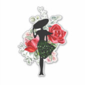 Rote Rose und Mode individuell Aufkleber (Vorderseite)
