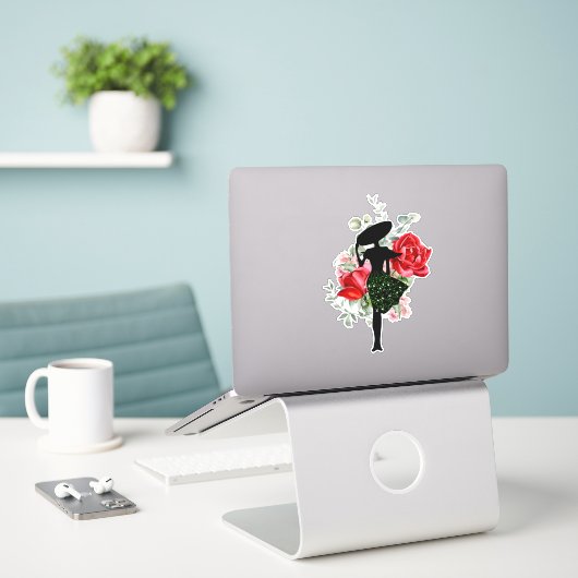 Rote Rose und Mode individuell Aufkleber (Laptop auf Schreibtisch)