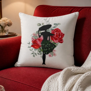 Rote Rose- und Modewirbelkissen Kissen