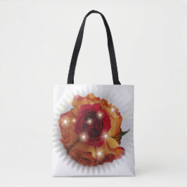 Rote Rose und Orangen und Gelb Tasche