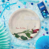 Rote Rose und Party für den Weinanbau Pappteller (Party)