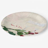 Rote Rose und Party für den Weinanbau Pappteller (Schrägansicht)