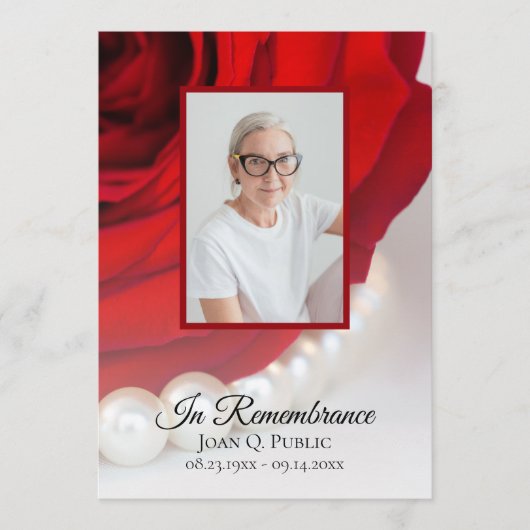 Rote Rose und Pearls Beerdigungsdienst Programm (Vorderseite)