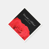 Rote Rose und Personalisierte Hochzeit Serviette (Ecke)