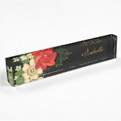 Rote Rose und Personalisierter Name Black Namensplakette