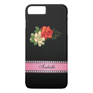 Rote Rose und personalisierter Name mit Gänseblümc Case-Mate iPhone Hülle