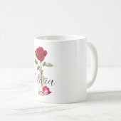 Rote Rose und Petal Kaffeetasse (VorderseiteRechts)
