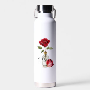 Rote Rose und Petal Trinkflasche