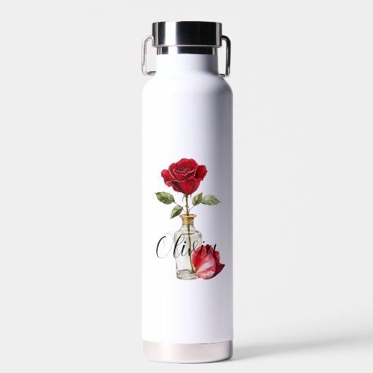 Rote Rose und Petal Trinkflasche (Vorne)