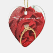 Rote Rose und Ringverzierung Keramik Ornament (Links)