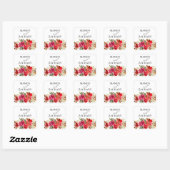 Rote Rose und Rosa Blumen 4 Quadratischer Aufkleber (Blatt)