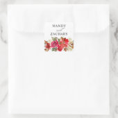 Rote Rose und Rosa Blumen 4 Quadratischer Aufkleber (Tasche)