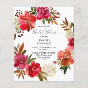 Rote Rose und Rosa Brautparty Flyer