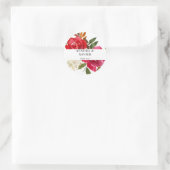 Rote Rose und Rosa Floral 2 Vielen Dank Runder Aufkleber (Tasche)