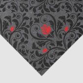Rote Rose und Schwarz-Damast Decoupage Seidenpapier (Detail)