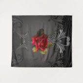 Rote Rose und schwarz-gotische Elegant Hintergrund Wandteppich (Vorderseite (Horizontal))
