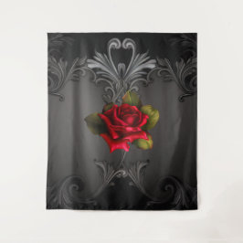 Rote Rose und schwarz-gotische Elegant Hintergrund Wandteppich
