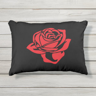 Rote Rose und Schwarz-Kissen Kissen Für Draußen