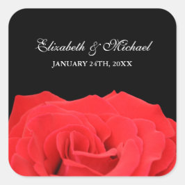 Rote Rose und Schwarze Gastgeschenk Hochzeit Herz-Aufkleber