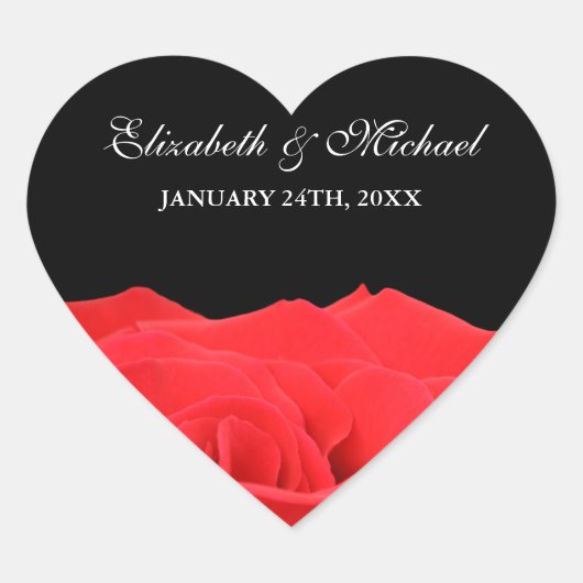 Rote Rose und Schwarze Gastgeschenk Hochzeit Herz-Aufkleber (Vorderseite)