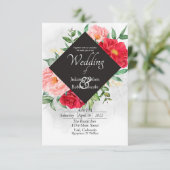 Rote Rose und Schwarze Hochzeit Einladung (Stehend Vorderseite)