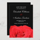Rote Rose und Schwarze Hochzeit speichern das Datu Save The Date (Vorne/Hinten)