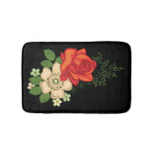 Rote Rose und schwarzer Hintergrund Badematte (Vorderseite)