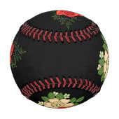 Rote Rose und schwarzer Hintergrund Baseball (Vorderseite)