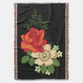Rote Rose und schwarzer Hintergrund Decke (Vorderseite Vertikal)