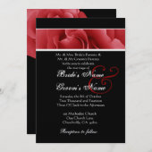 Rote Rose und Schwarzer Hintergrund Einladung (Vorne/Hinten)