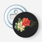 Rote Rose und schwarzer Hintergrund Flaschenöffner (Vorderseite)