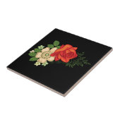 Rote Rose und schwarzer Hintergrund Fliese (Seite)