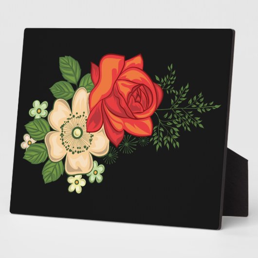 Rote Rose und schwarzer Hintergrund Fotoplatte (Seite)