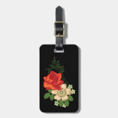 Rote Rose und schwarzer Hintergrund Gepäckanhänger (Vorderseite vertikal)