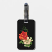 Rote Rose und schwarzer Hintergrund Gepäckanhänger (Rückseite vertikal)