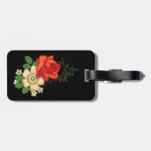 Rote Rose und schwarzer Hintergrund Gepäckanhänger (Rückseite horizontal)