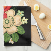 Rote Rose und schwarzer Hintergrund Geschirrtuch (Viertel Falte)