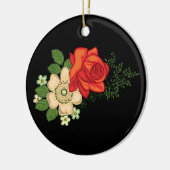 Rote Rose und schwarzer Hintergrund Keramikornament (Links)