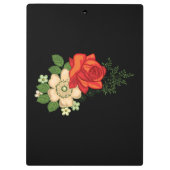 Rote Rose und schwarzer Hintergrund Klemmbrett (Rückseite)