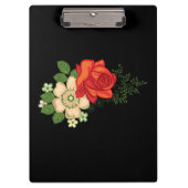 Rote Rose und schwarzer Hintergrund Klemmbrett (Vorderseite)