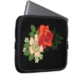 Rote Rose und schwarzer Hintergrund Laptopschutzhülle (Vorne Rechts)