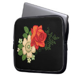 Rote Rose und schwarzer Hintergrund Laptopschutzhülle (Vorderseite Links)