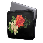 Rote Rose und schwarzer Hintergrund Laptopschutzhülle (Vorderseite Links)
