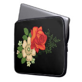 Rote Rose und schwarzer Hintergrund Laptopschutzhülle (Vorderseite Links)